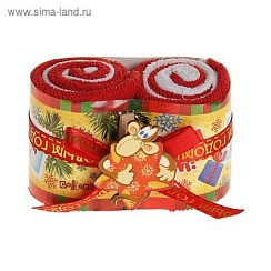 фото Полотенце сувенирное "Collorista" Счастья в Новом году! 20х20см -2шт хлопок, 15х15см-2 шт микрофибра