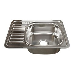 Фото Мойка врезная 50х65 Правая, 0,6 мм, 160 мм, выпуск 3 1/2, сифон, MIXLINE