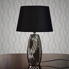 фото Настольная лампа DS-TL3525S серебро/черный абажур h49см 1х60W E27