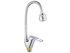 Фото Смеситель д/кухни SL55-016F одноручковый, высок. гибкий излив, Хром, гайка, РМС