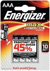 Фото Батарейка AAA 4шт. Energizer MAX E92/AAA BP 4 RU  4шт.