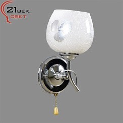 фото Бра 017/1W MIX Белый/серебр.цветок, с выключателем, 1х40W Е27