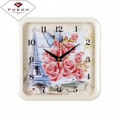 фото Часы настенные "Весна в Париже", квадратные 22х22 см, корпус жемчуг